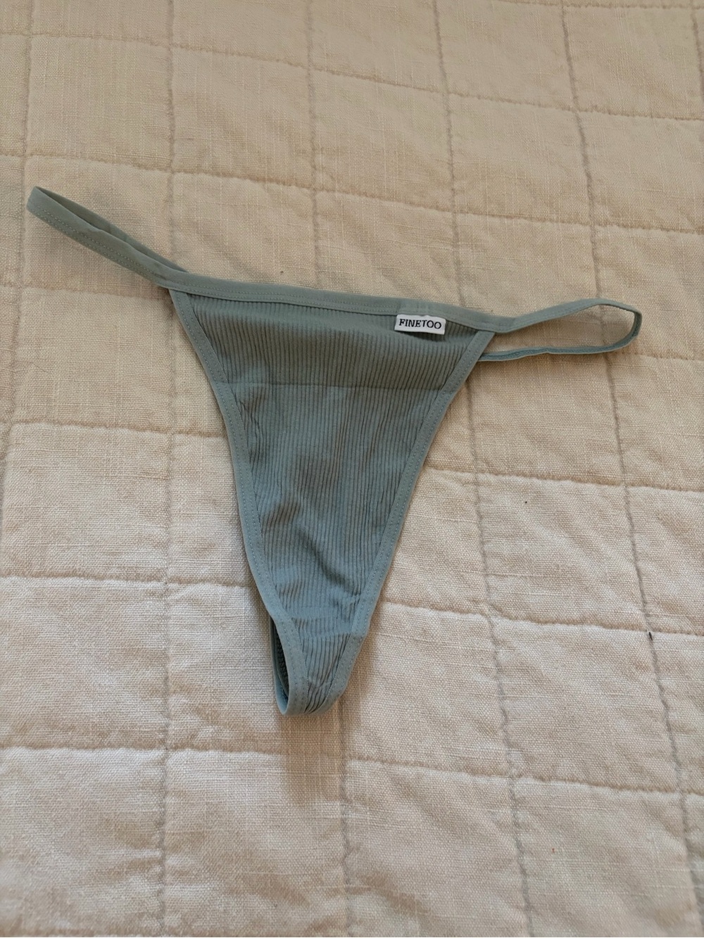 Olive Ribbed Thong Panty